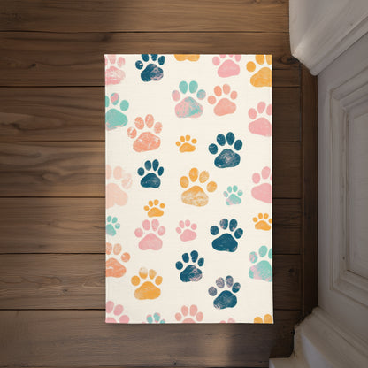 Cute Paws Blue Indoor Outdoor Door Mat | Decor Essentials