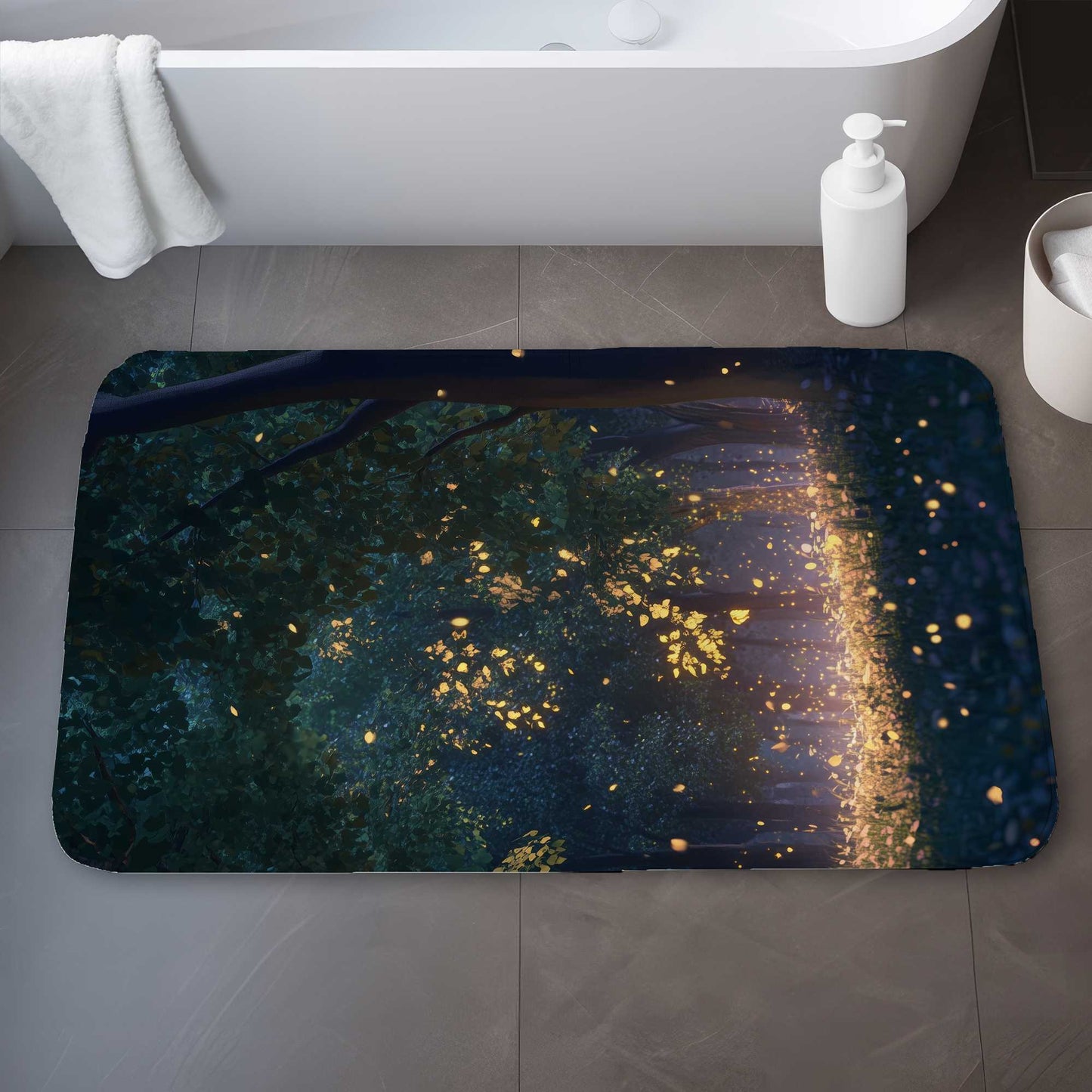Glowing Leaves Bath Mat | Stylish Home Decor Rug