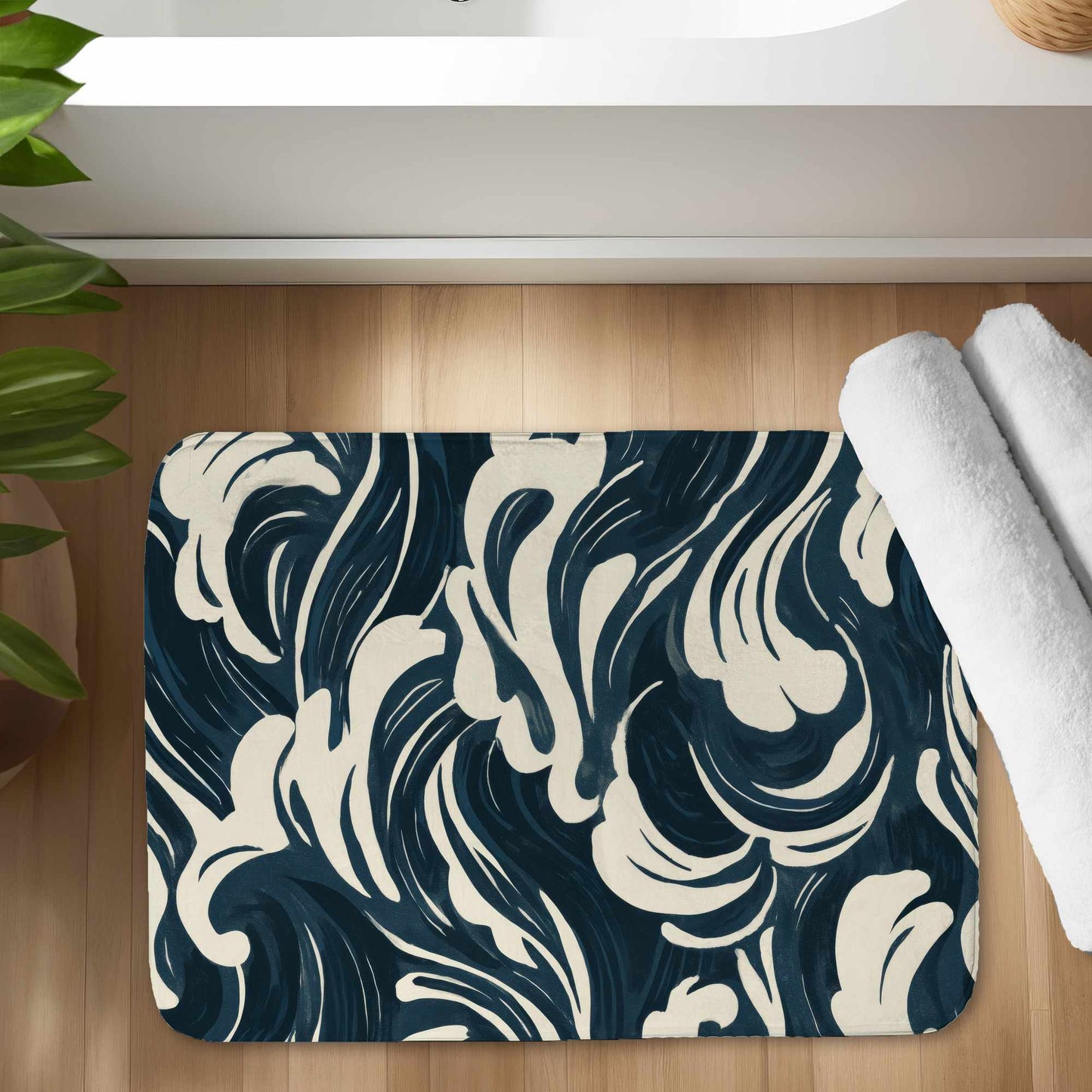 Midnight Ocean Flow Bath Mat | Stylish Home Decor Accent