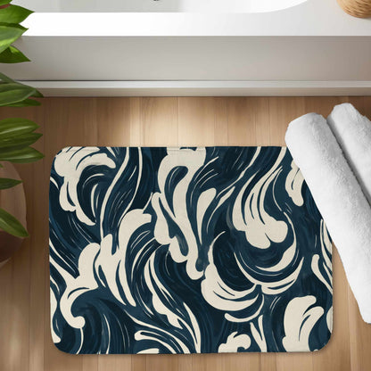 Midnight Ocean Flow Bath Mat | Stylish Home Decor Accent
