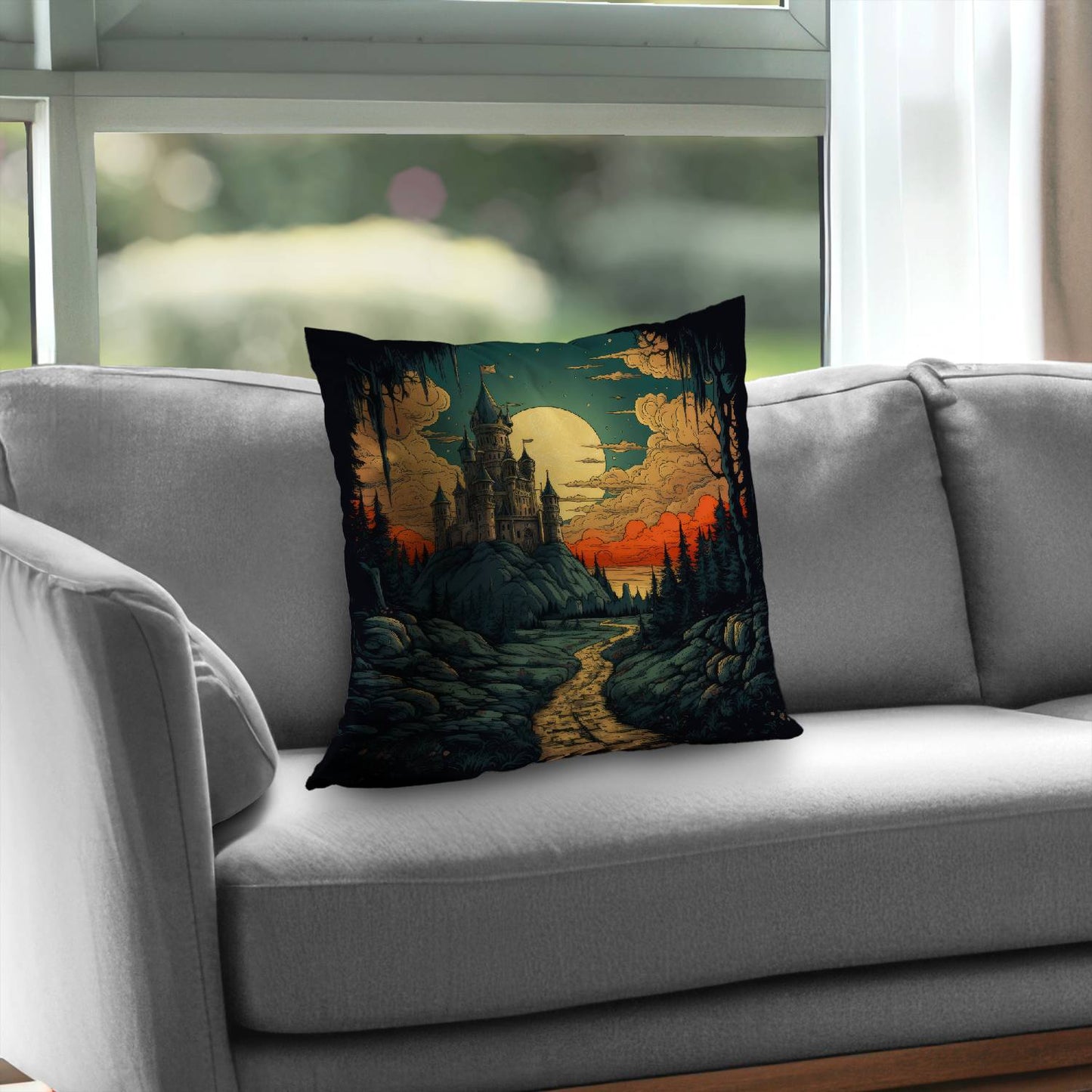 Haunted lands - Throw pillow - Print on demand