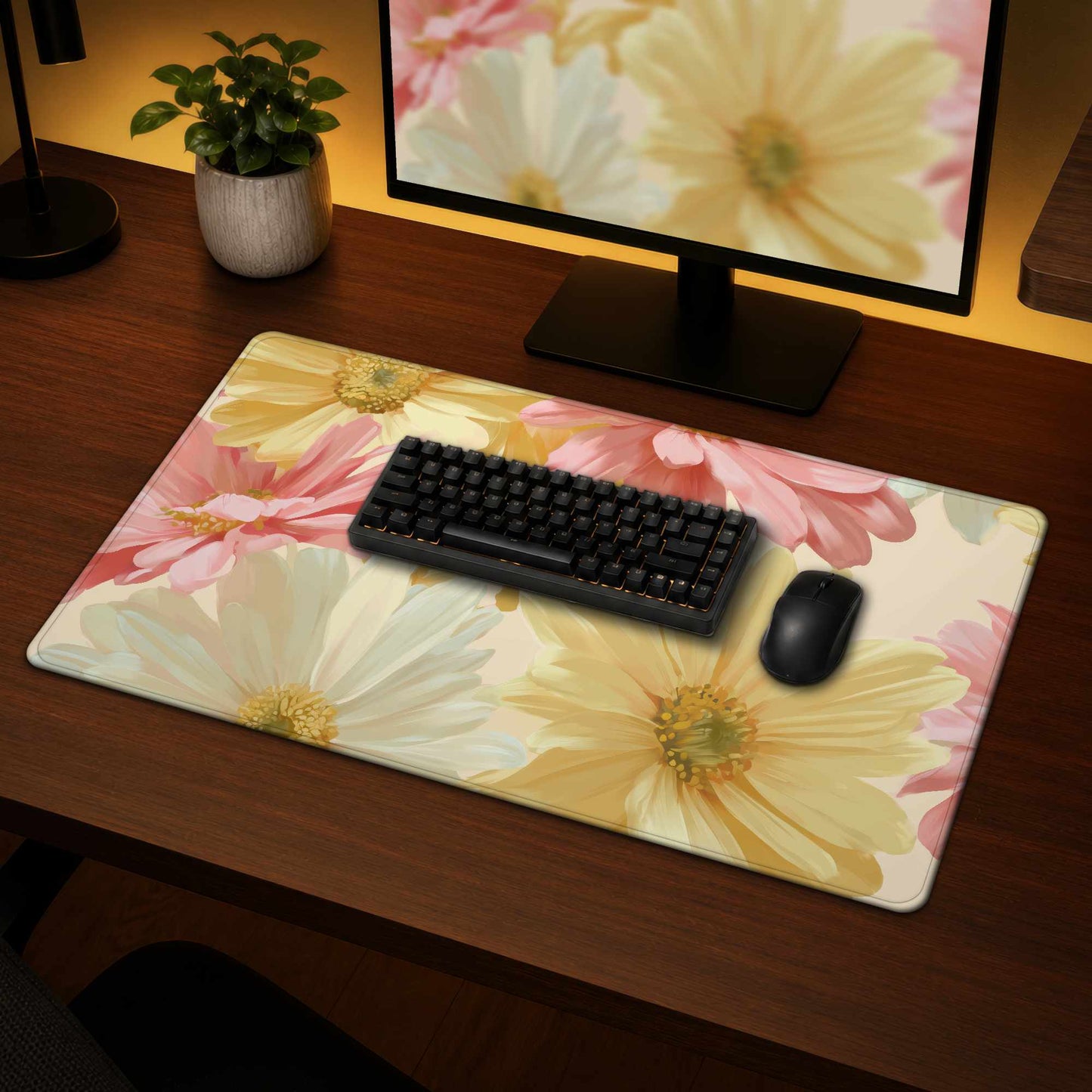 Sunlit Daisy Dream Desk Mat - Stylish Home Decor Accessory