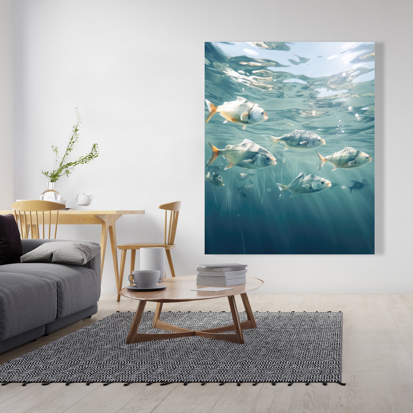 Swimming Peacefully - White Canvas Home Decor | Tranquil Art