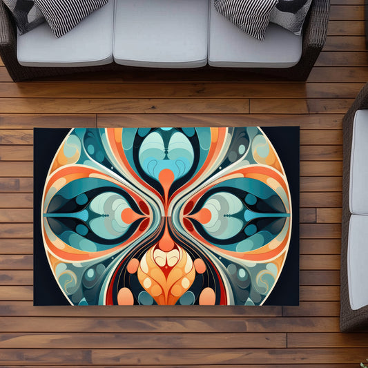 Hues and Curves - Turquoise Outdoor Area Rug for Home Decor