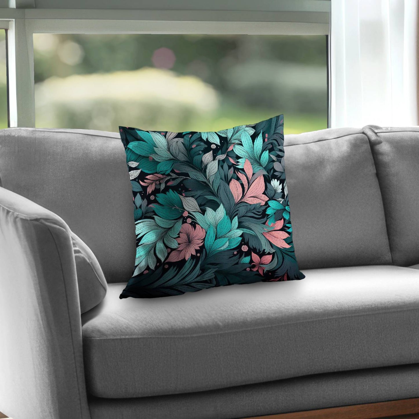 Neon leaves - Throw pillow - Print on demand