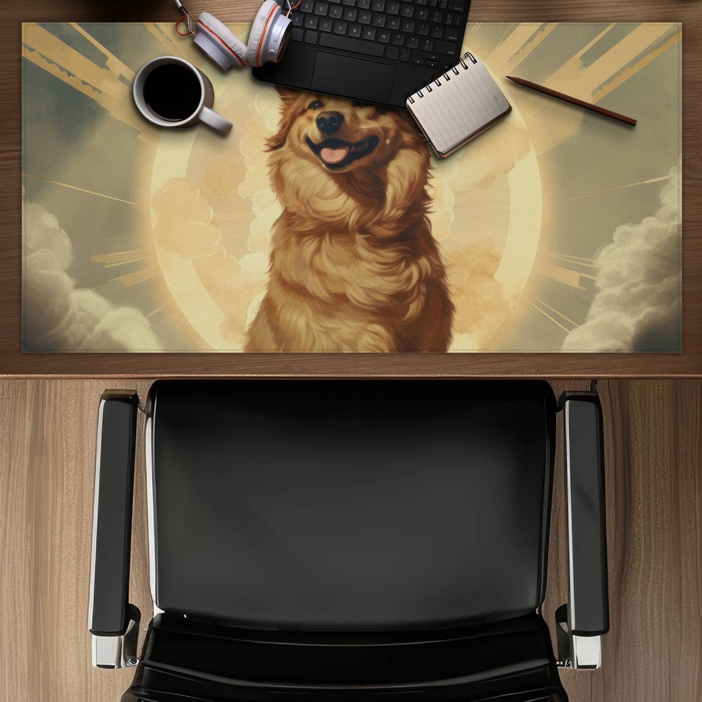 Man's Best Angel Brown Desk Mat | Stylish Home Decor