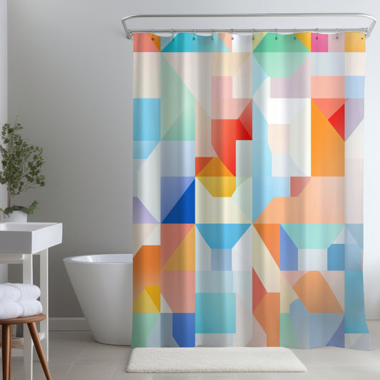 Geometric Cadence Orange Shower Curtain | Stylish Home Decor