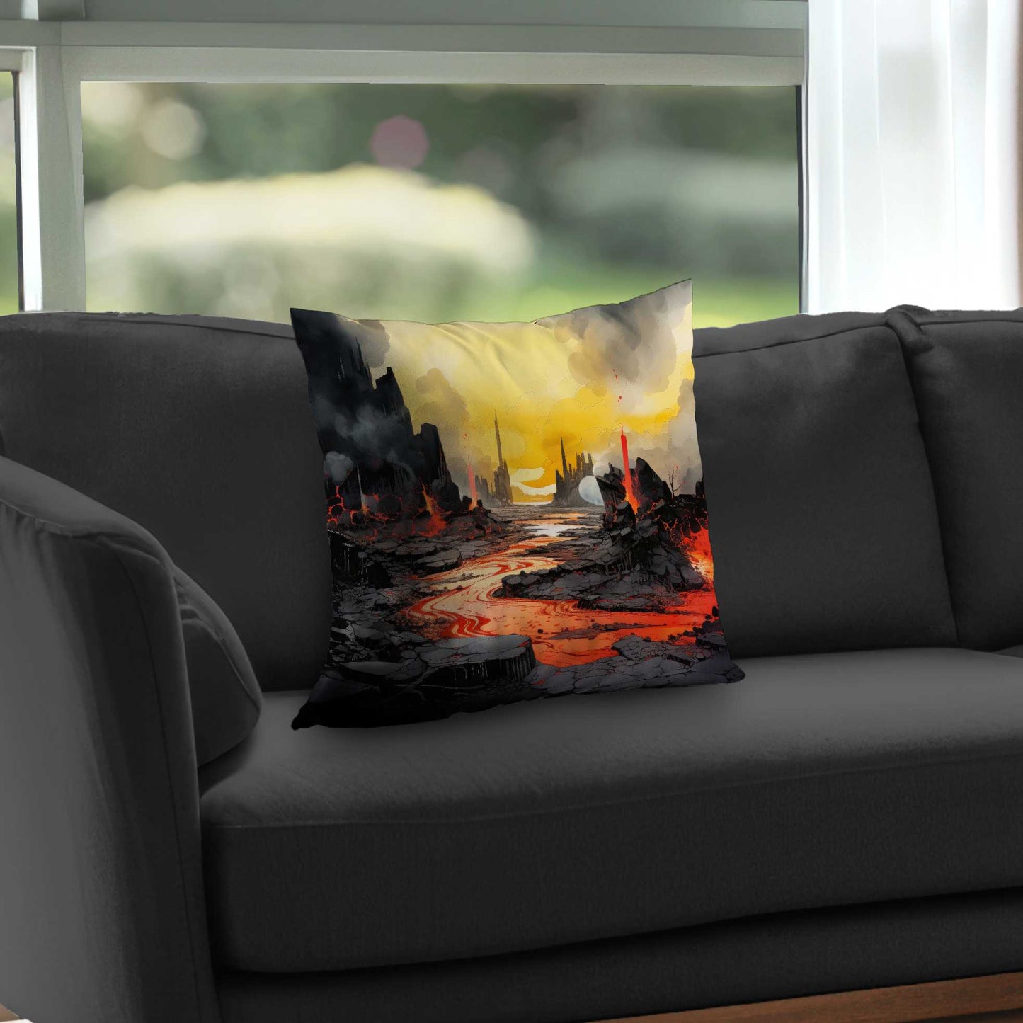 Charred Yellow Poly Twill Throw Pillow - Home Decor Insert