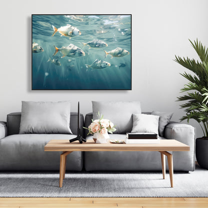 Swimming peacefully - 36"x36" Framed canvas