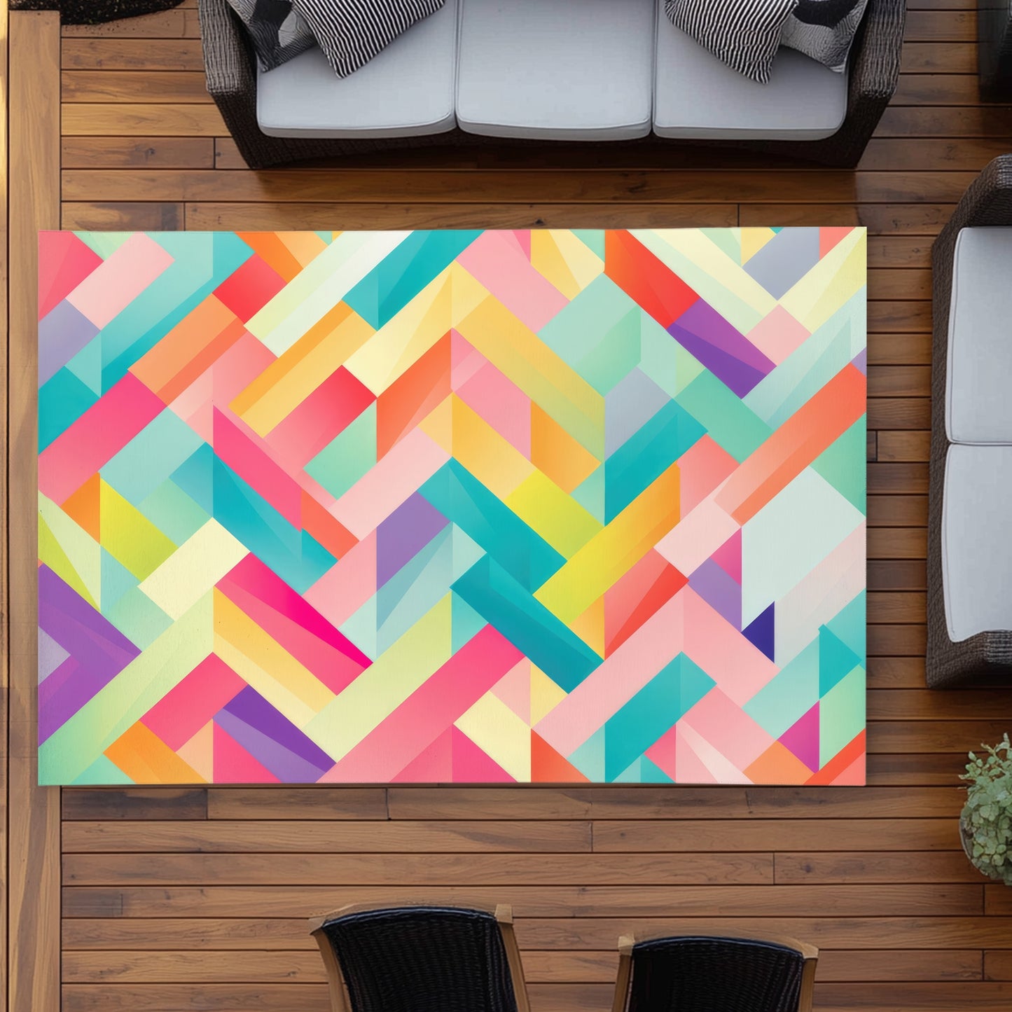 Stripe Harmony Turquoise Outdoor Area Rug | Decor Essentials