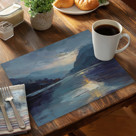 Obscure Blue Polyester Placemat for Stylish Home Decor