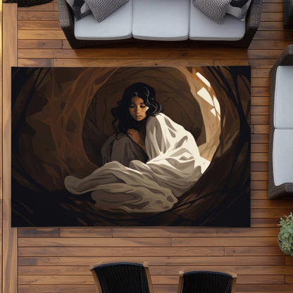 Warm embrace - Beige Outdoor Area Rug for Home Decor