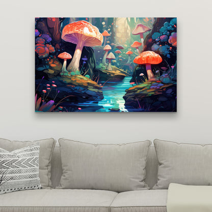 Whimsical Forest Red Canvas - Unique Home Decor Art Piece