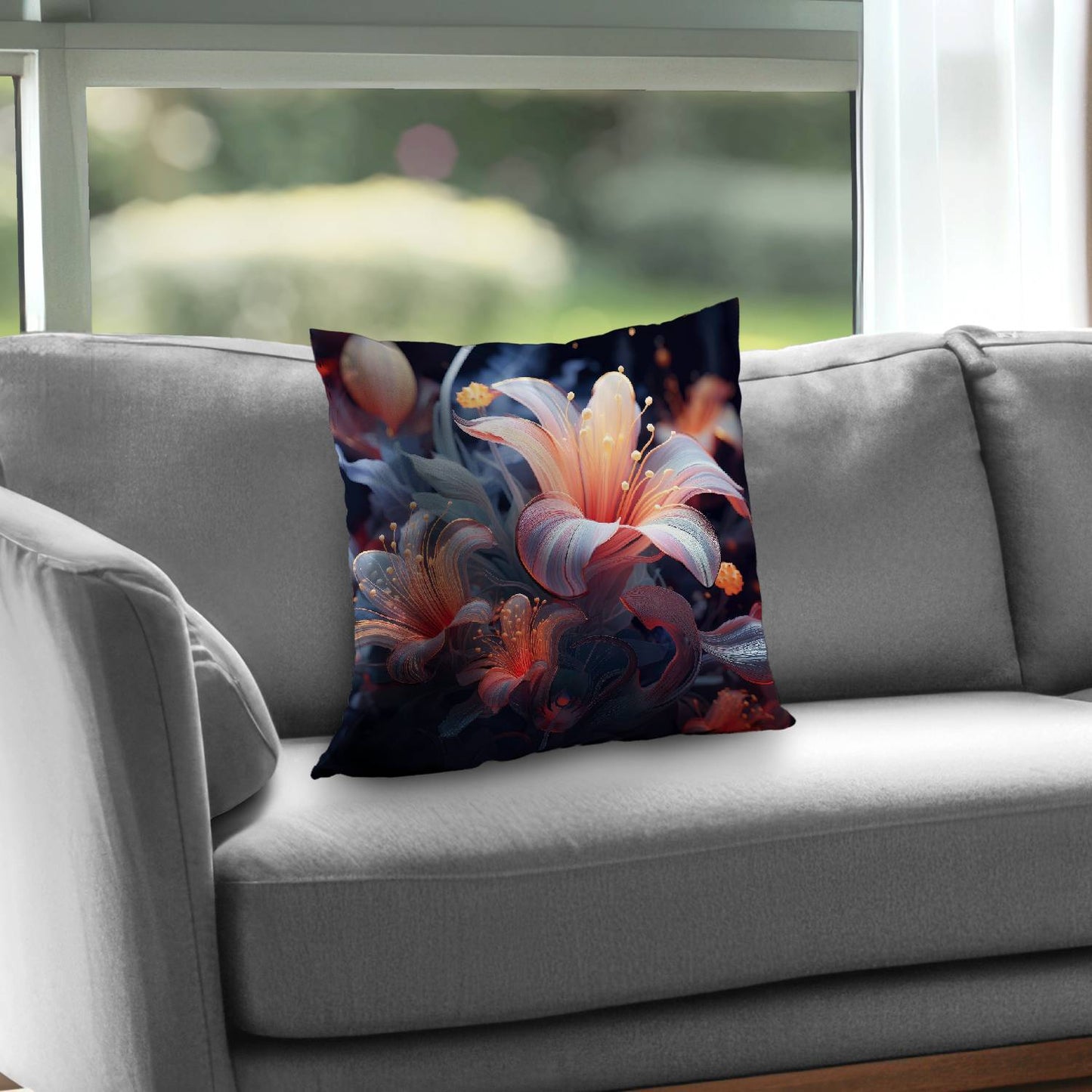 Coussin décoratif Astral Bloom en sergé de polyester - Garniture pour coussin intérieur