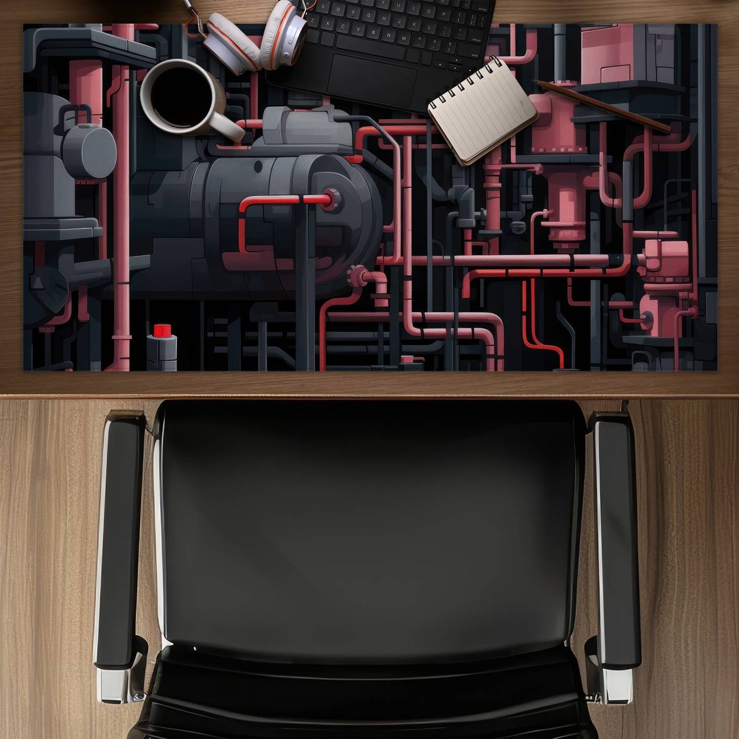 Dark pipes - Desk mat - Print on demand