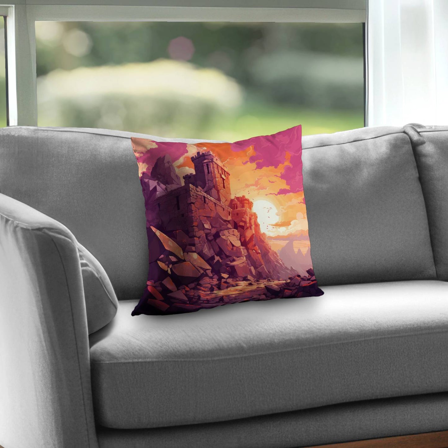 The setting rampart - Throw pillow - Print on demand