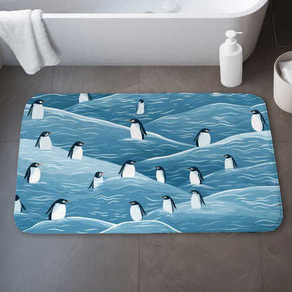 Tapis de bain « Manchots errants » | Tapis de décoration douillet pour la maison
