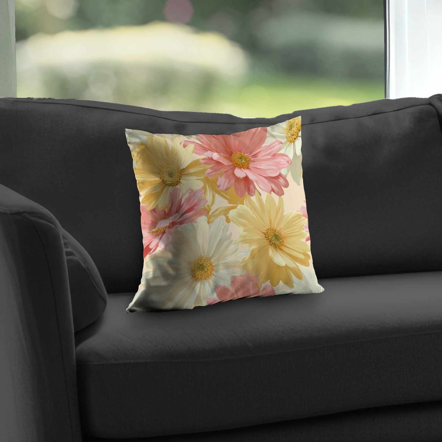 Sunlit Daisy Dream Poly Twill Throw Pillow - Home Decor