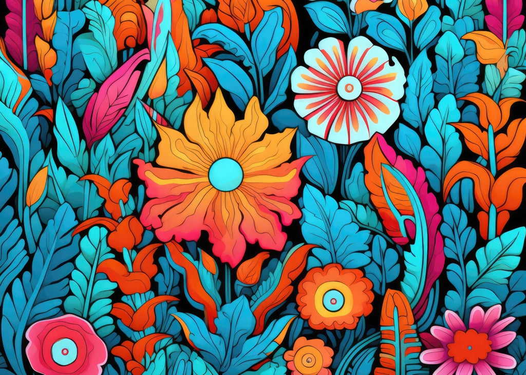 Floral Hues Turquoise Indoor Outdoor Door Mat - Home Decor