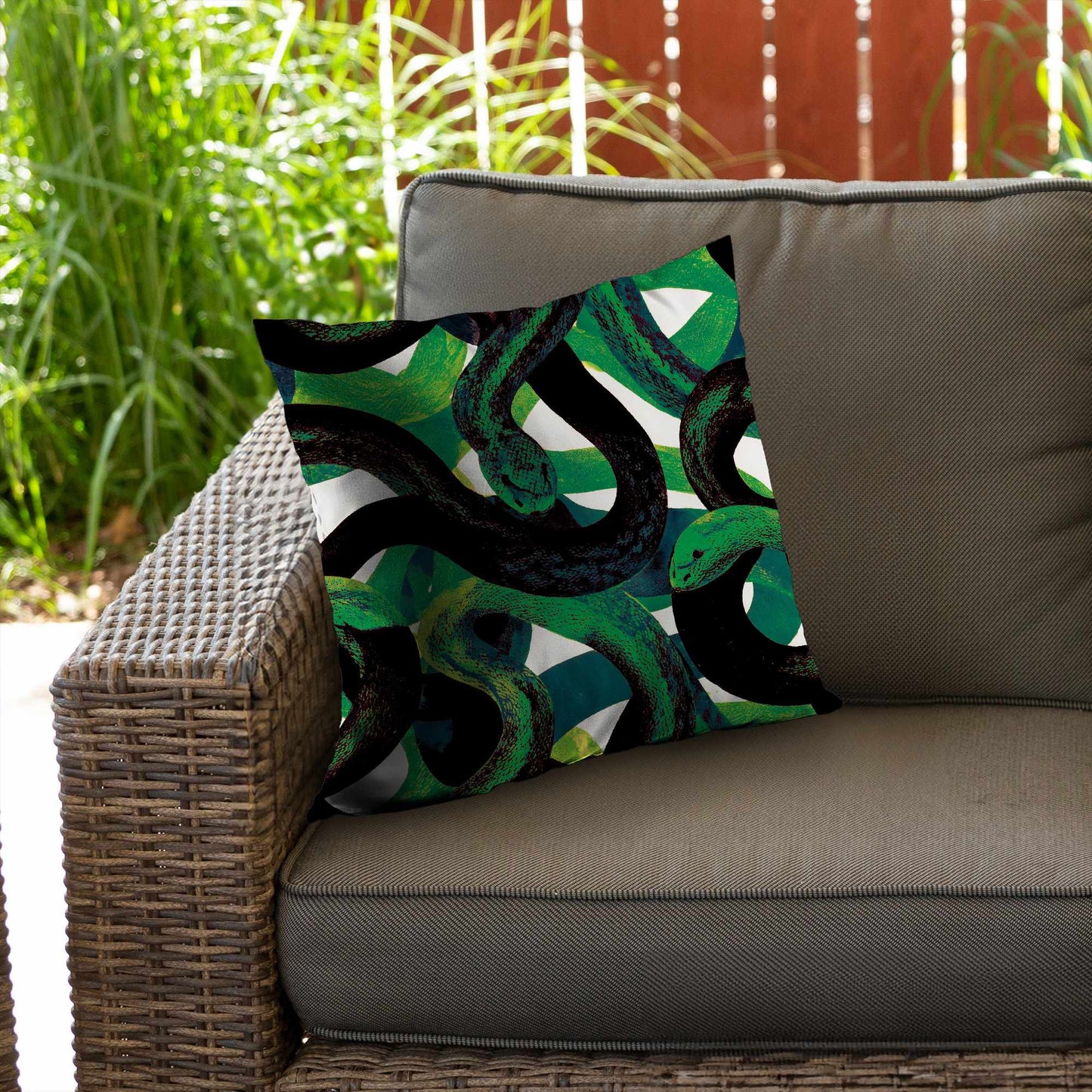 Emerald Coil Dance Poly Twill Throw Pillow | Home Decor