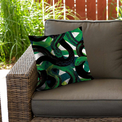 Emerald Coil Dance Poly Twill Throw Pillow | Home Decor