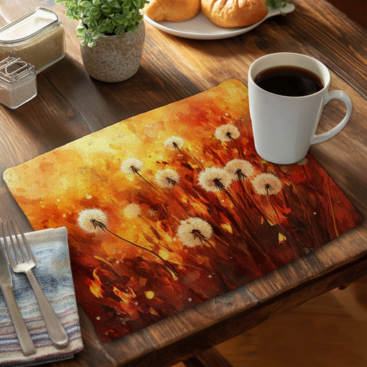 Dandelion fire - 14"x18" Braided Polyester Placemat