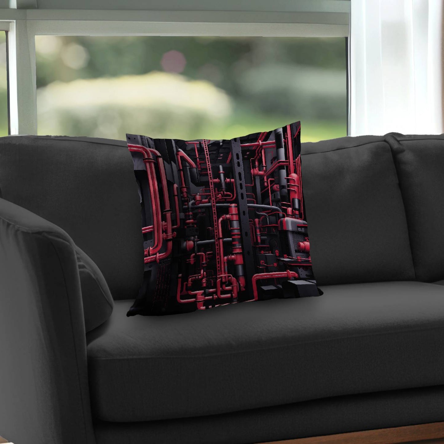 Coussin décoratif en sergé de polyester style machine - Décoration d'intérieur élégante