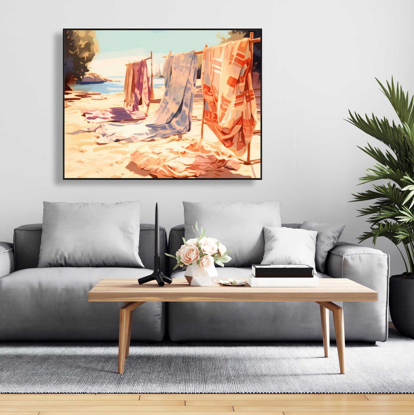 Warm Sands - Beige Framed Canvas Art for Home Decor