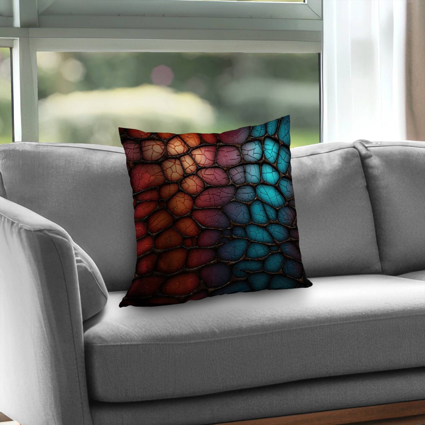 Oily leather - Throw pillow - Print on demand