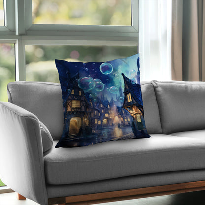Floating through Beige Poly Twill Throw Pillow - Home Decor