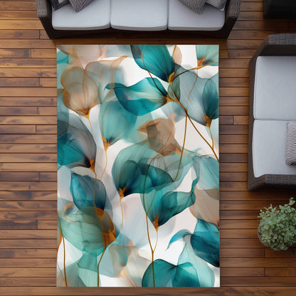 Teal and Brown Turquoise Outdoor Area Rug for Home Decor