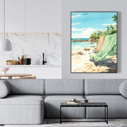 Beach Calm - Beige Framed Canvas for Elegant Home Decor