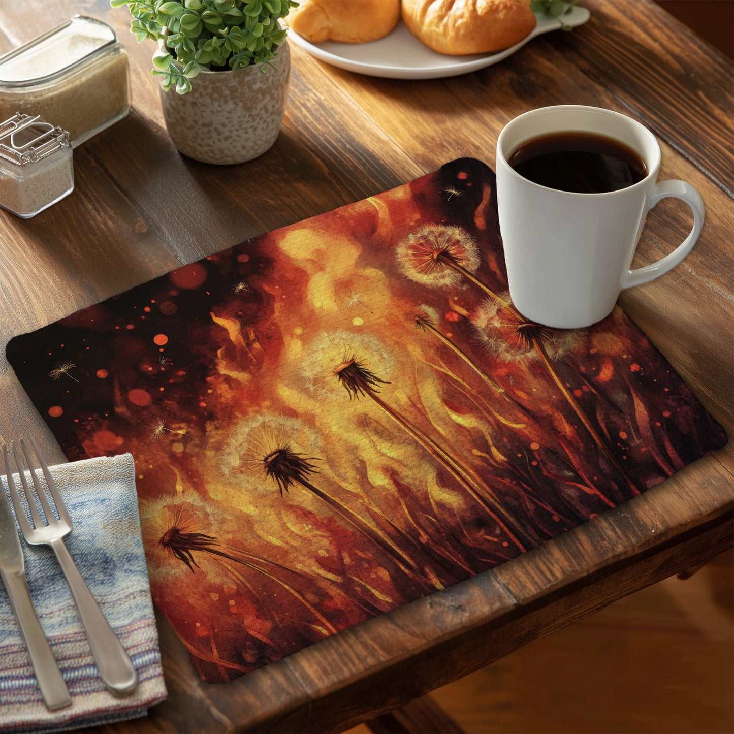 Dandy fire Braided Polyester Placemats for Home Decor