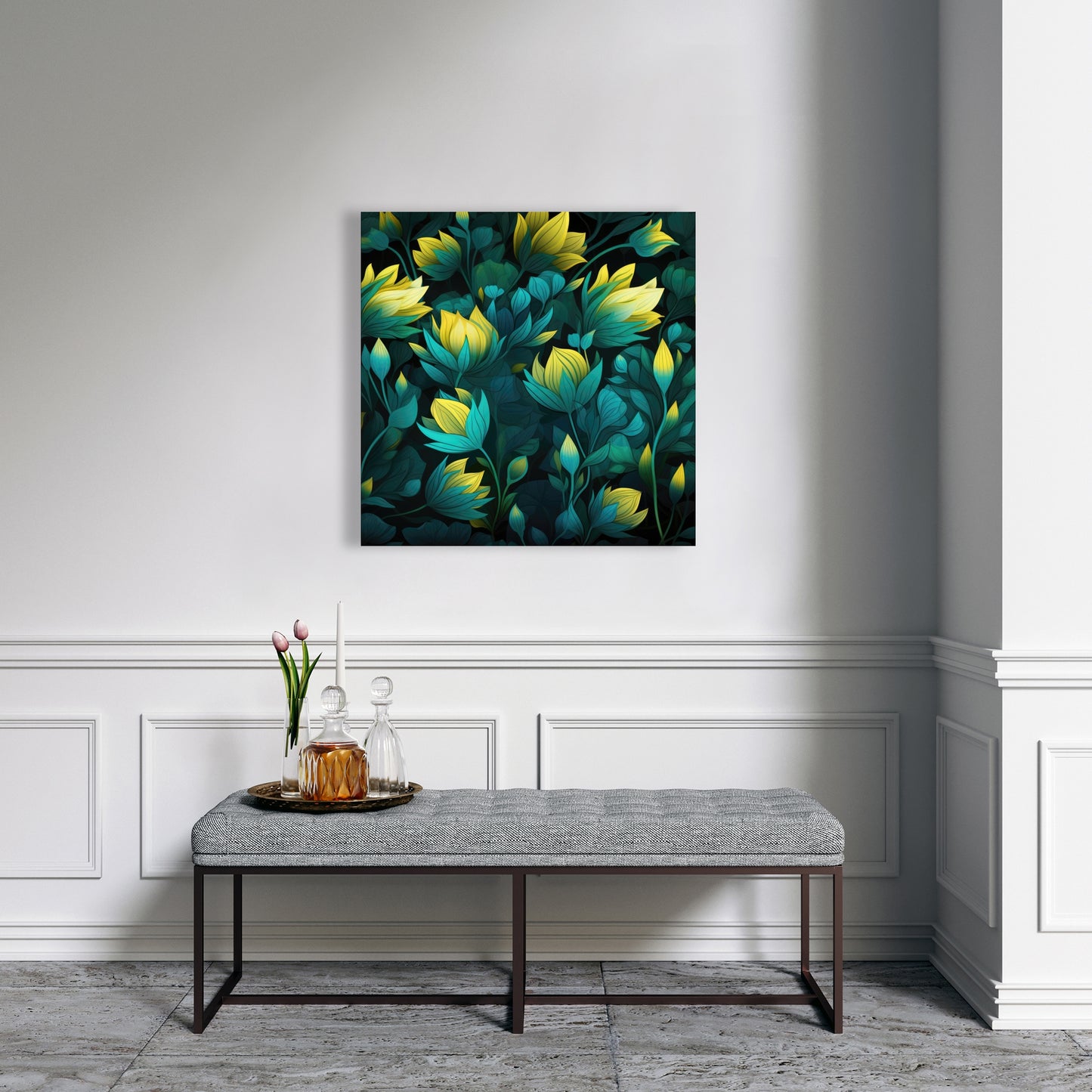 Intense Bloom - Green Canvas Art for Home Decor | Vibrant Style