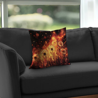 Dandy Fire Poly Twill Throw Pillow | Stylish Home Decor