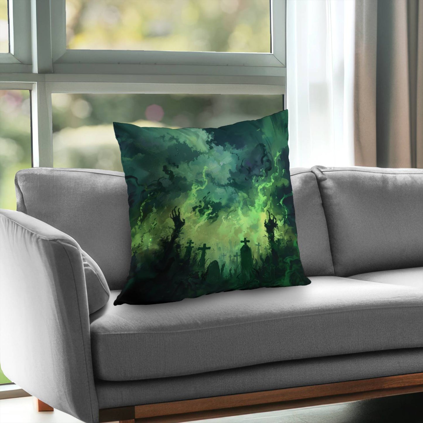 Reaching hell - Throw pillow - Print on demand