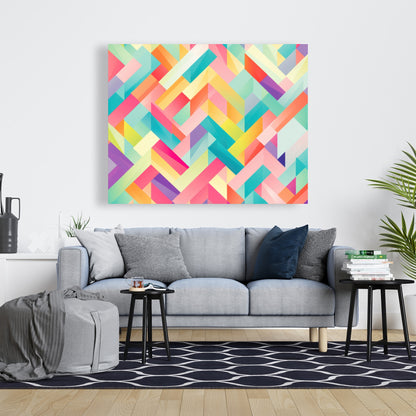 Stripe Harmony - Turquoise Canvas Wall Art for Home Decor