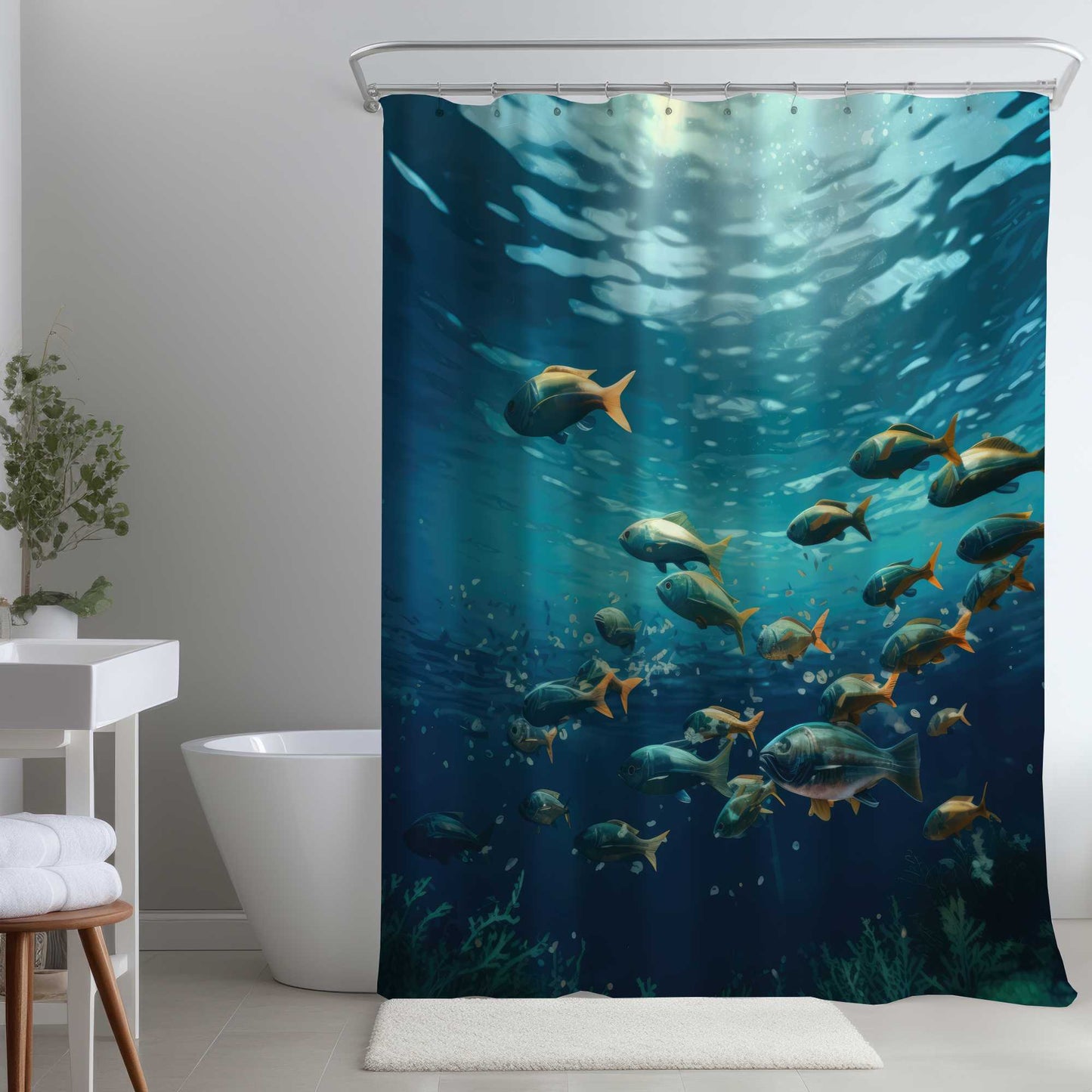 Rideau de douche "Shallow Swim" | Décoration de salle de bain élégante