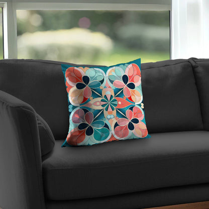 Coussin décoratif Mandala en sergé de polyester - Accessoire de décoration unique pour la maison