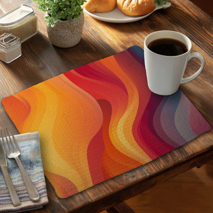 Sunlit Fog - Red Braided Polyester Placemat for Home Decor