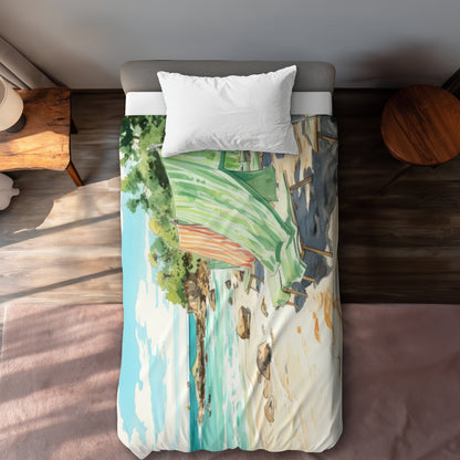 Housse de couette Plage Calme | Linge de lit doux et élégant pour la maison