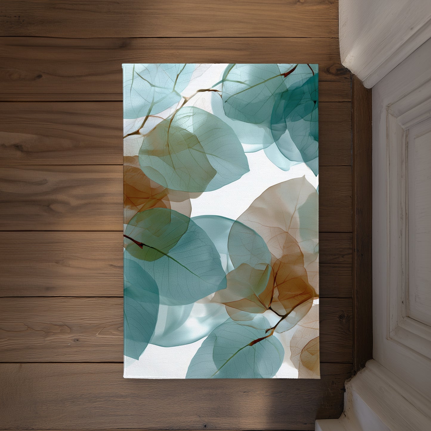 Translucent Leaves Brown Indoor Outdoor Door Mat | Decor