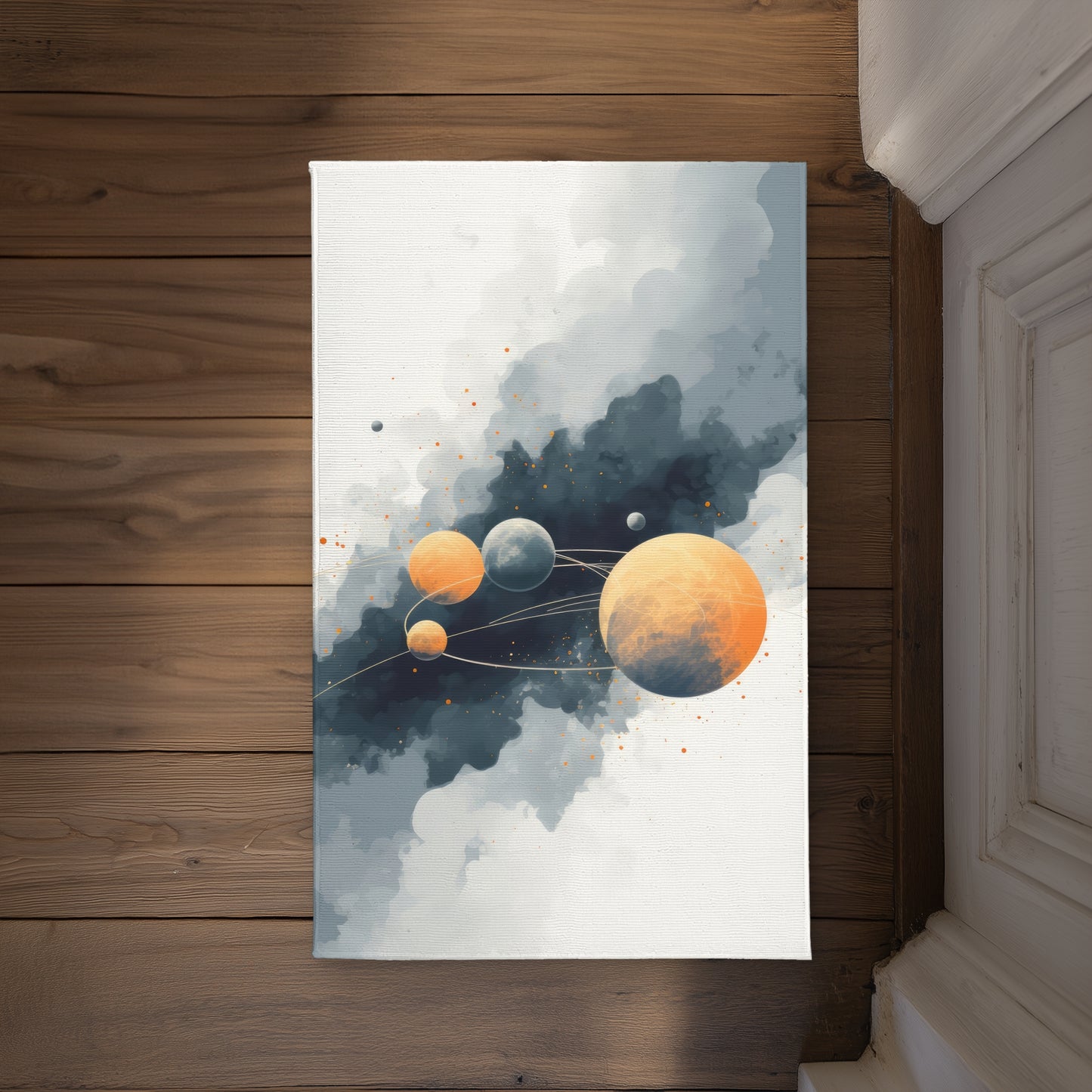 Circle of Planets White Indoor Outdoor Door Mat - Home Decor