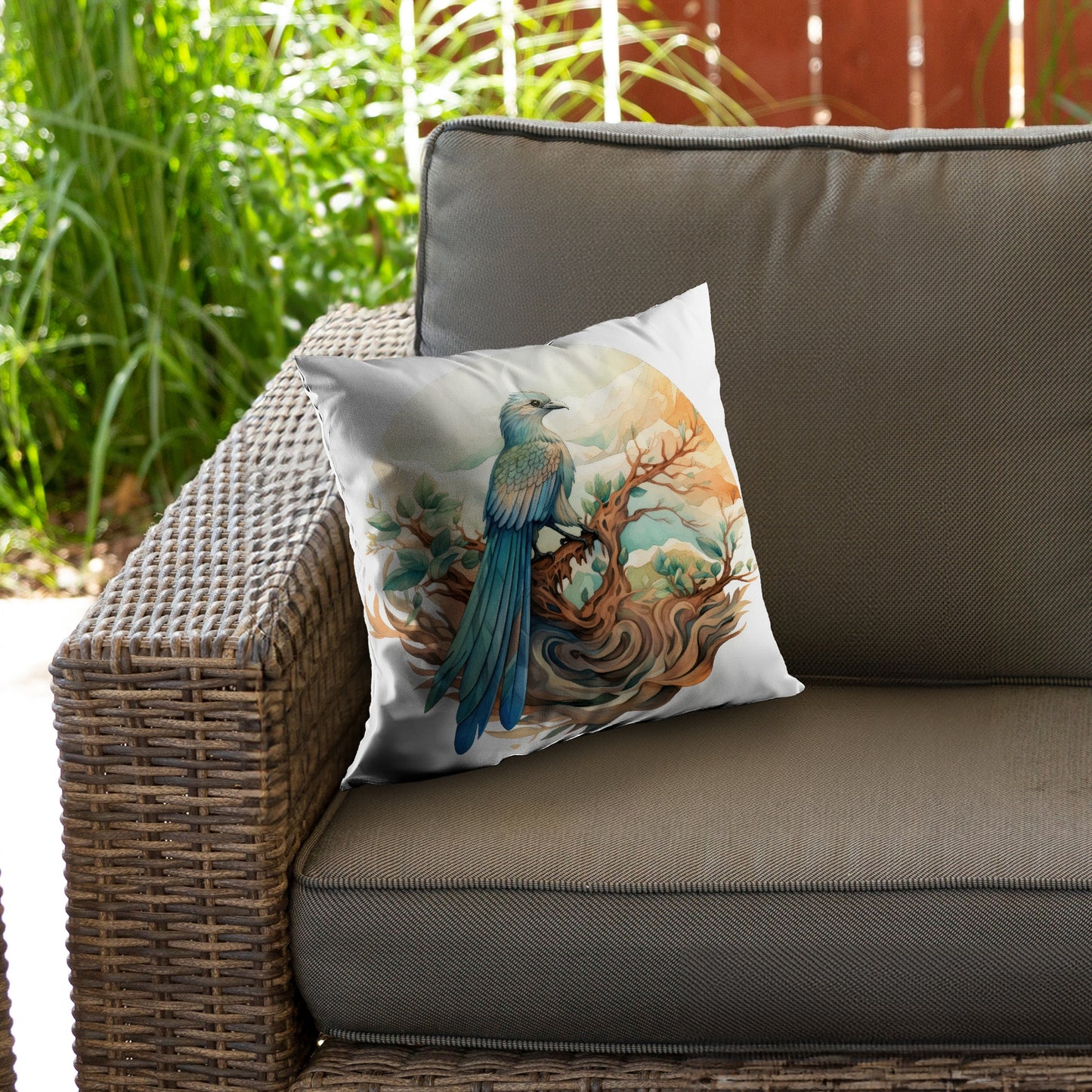 Perched Orange Poly Twill Throw Pillow Insert for Home Decor