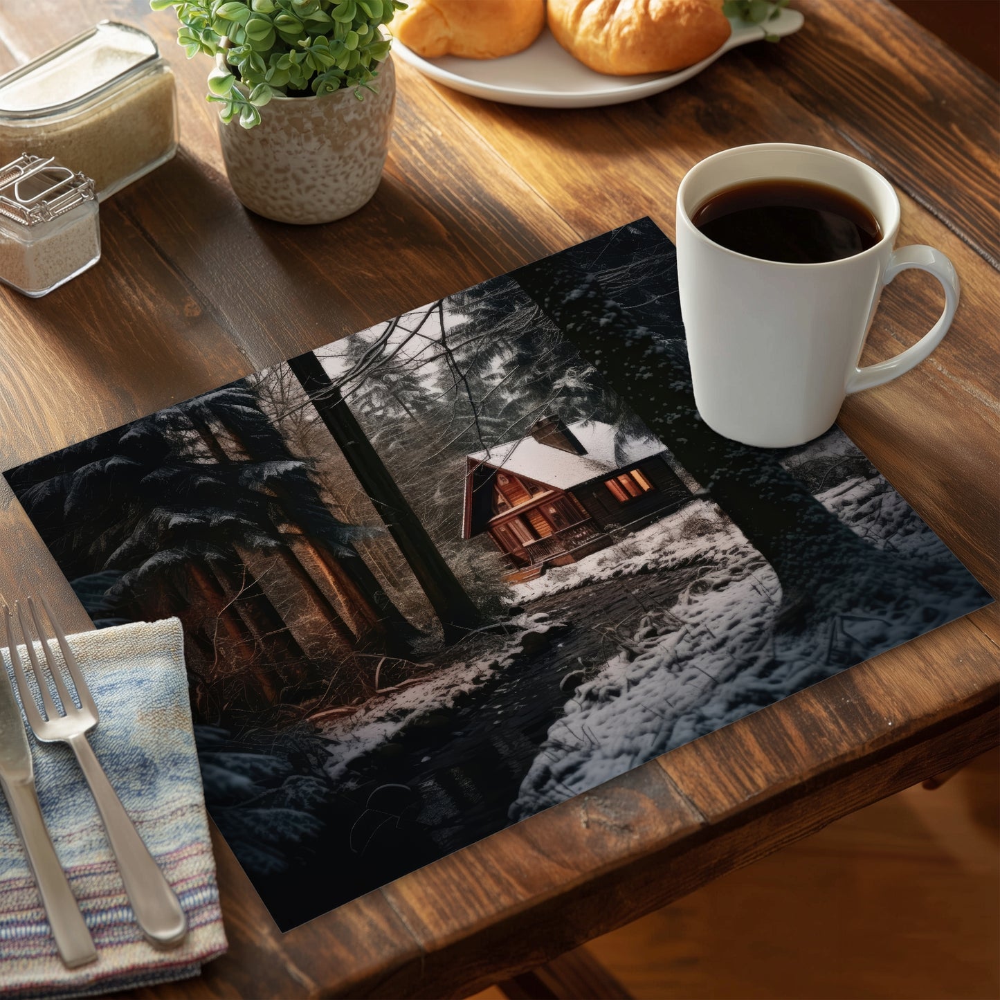 Napperon en polyester « Au bord de la rivière » | Décoration d'intérieur élégante