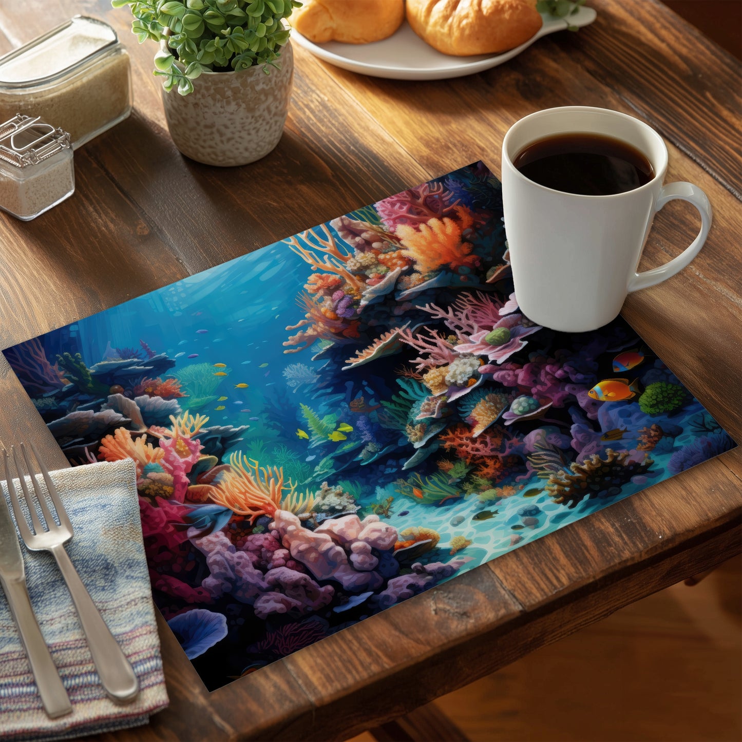Coral Polyester Placemat - Stylish Home Decor Accent