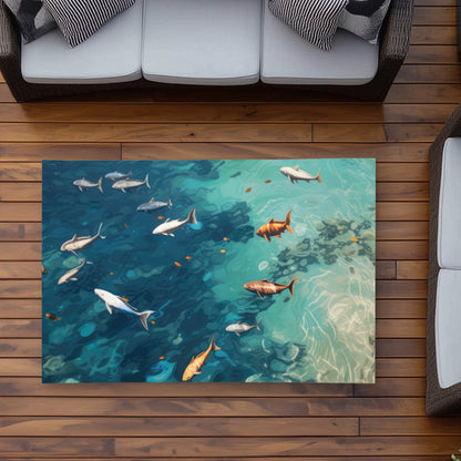 Swim Ahead White Outdoor Area Rug | Stylish Home Decor