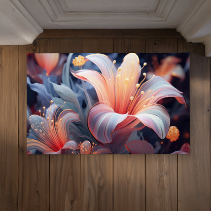 Astral Bloom Red Indoor Outdoor Door Mat - Decor Essentials