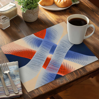 Abstract Threading White Polyester Placemat - Home Decor