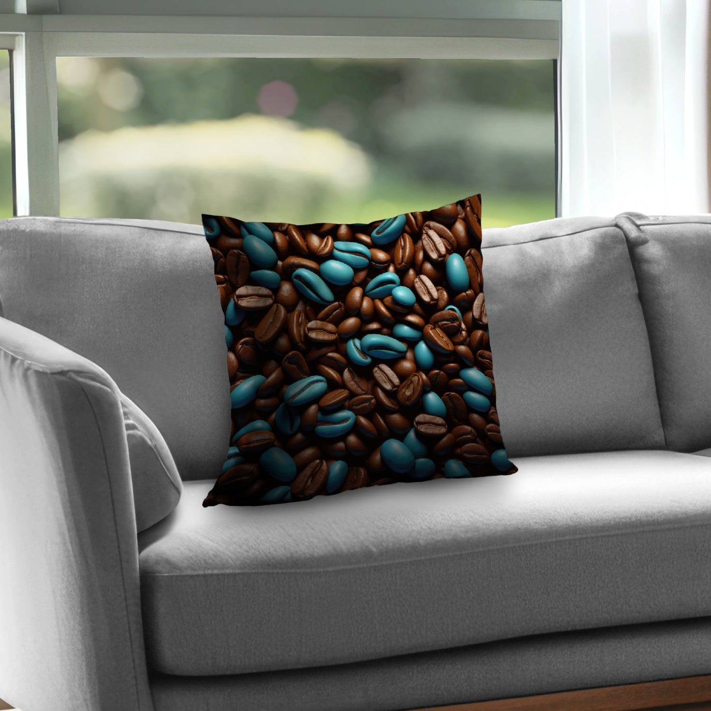 Blue beans - Throw pillow - Print on demand